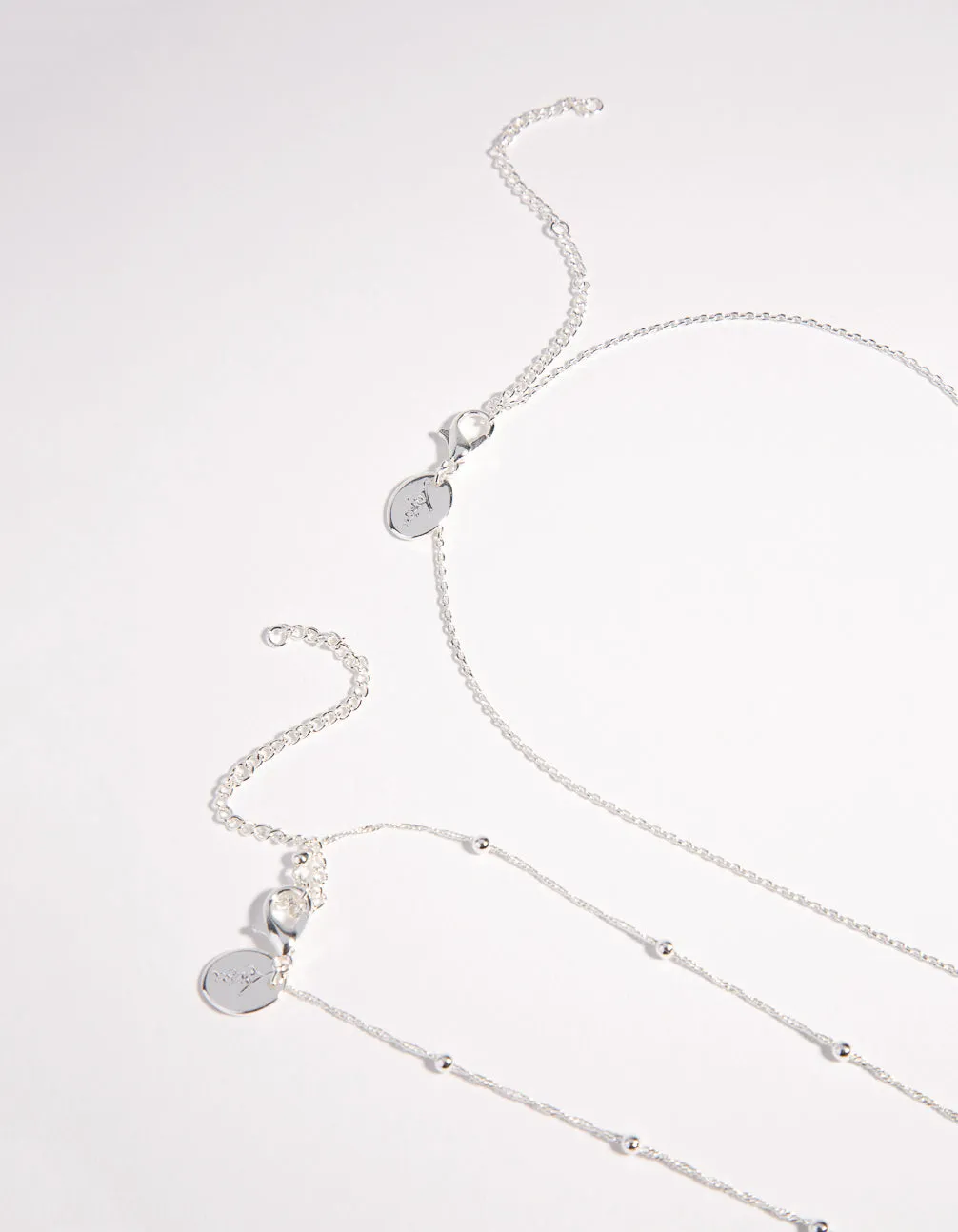 Silver Plated 2-Row Single Pearl Drop Necklace