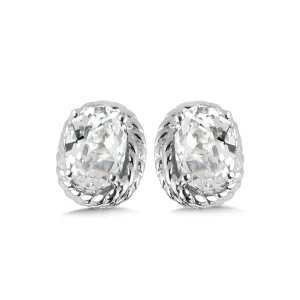 Silver Stud Created White Sapphire Earrings  LVE708-CWS