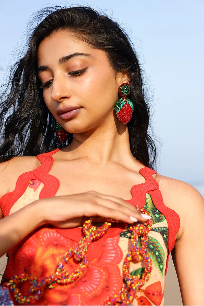 Strawberry Splash Drop Earrings