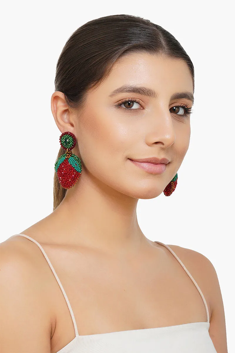 Strawberry Splash Drop Earrings