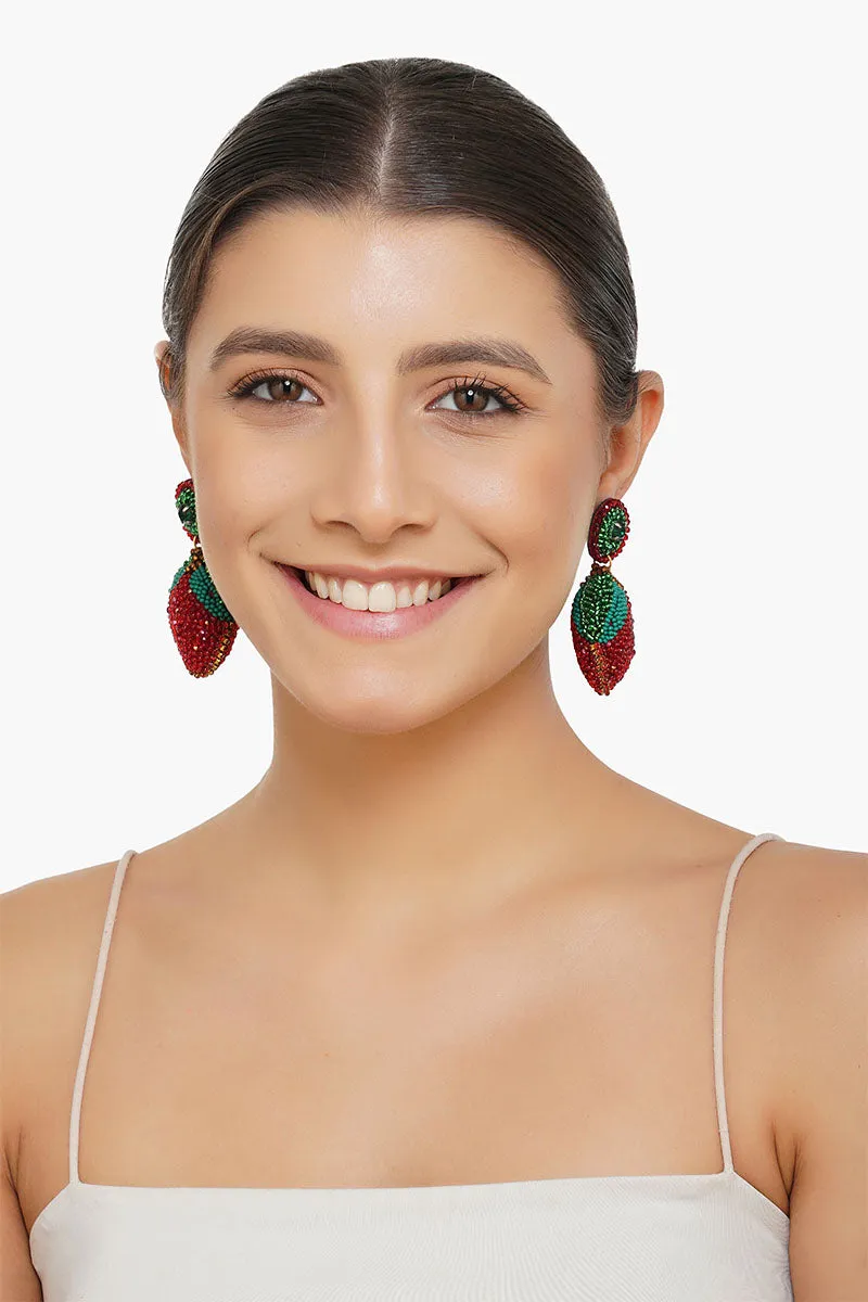 Strawberry Splash Drop Earrings