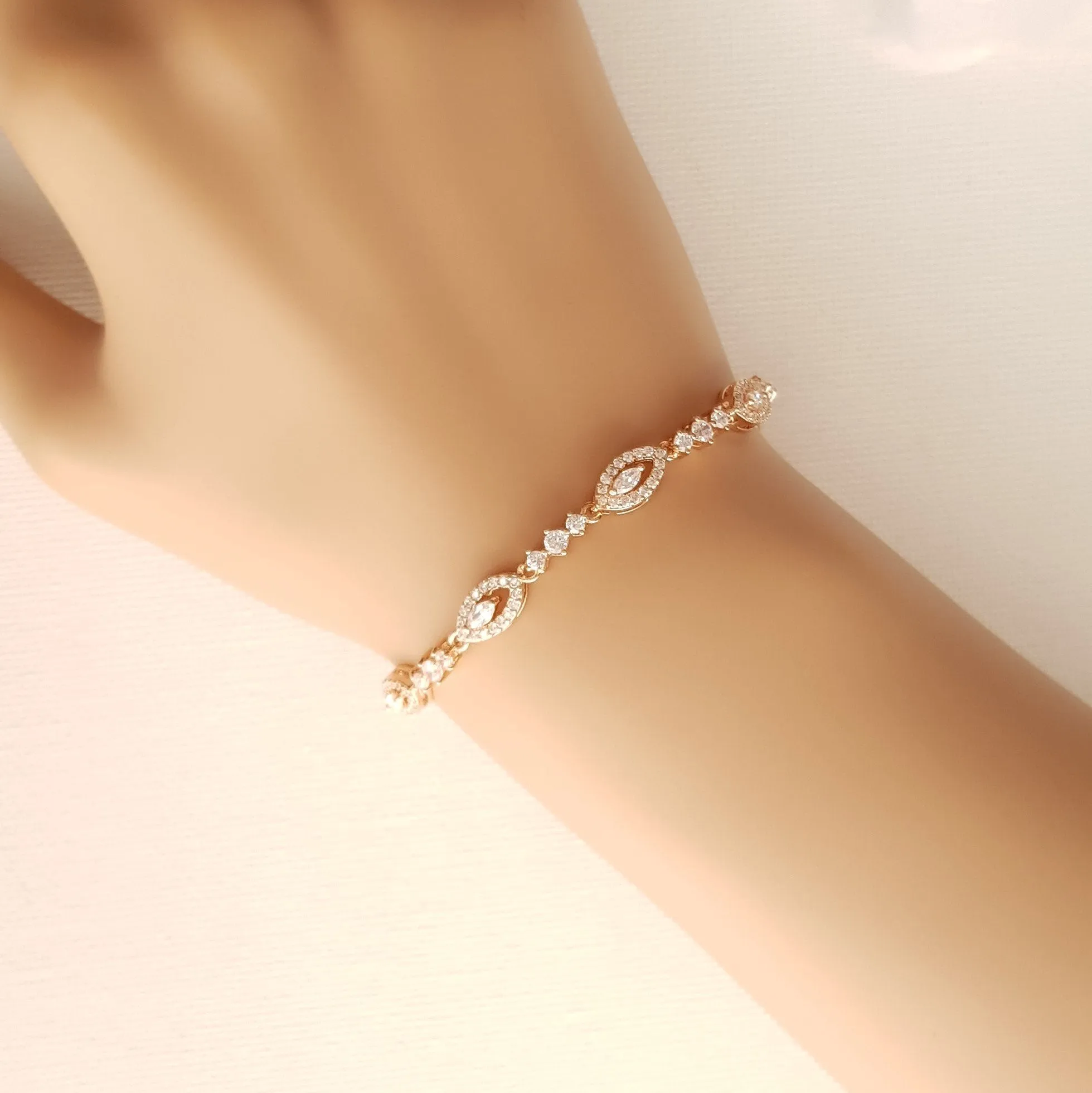 Thin Silver Bridal Bracelet- Hannah