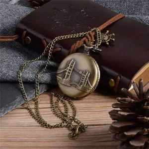 Tower Bridge Embossed Bronze Pocket Watch