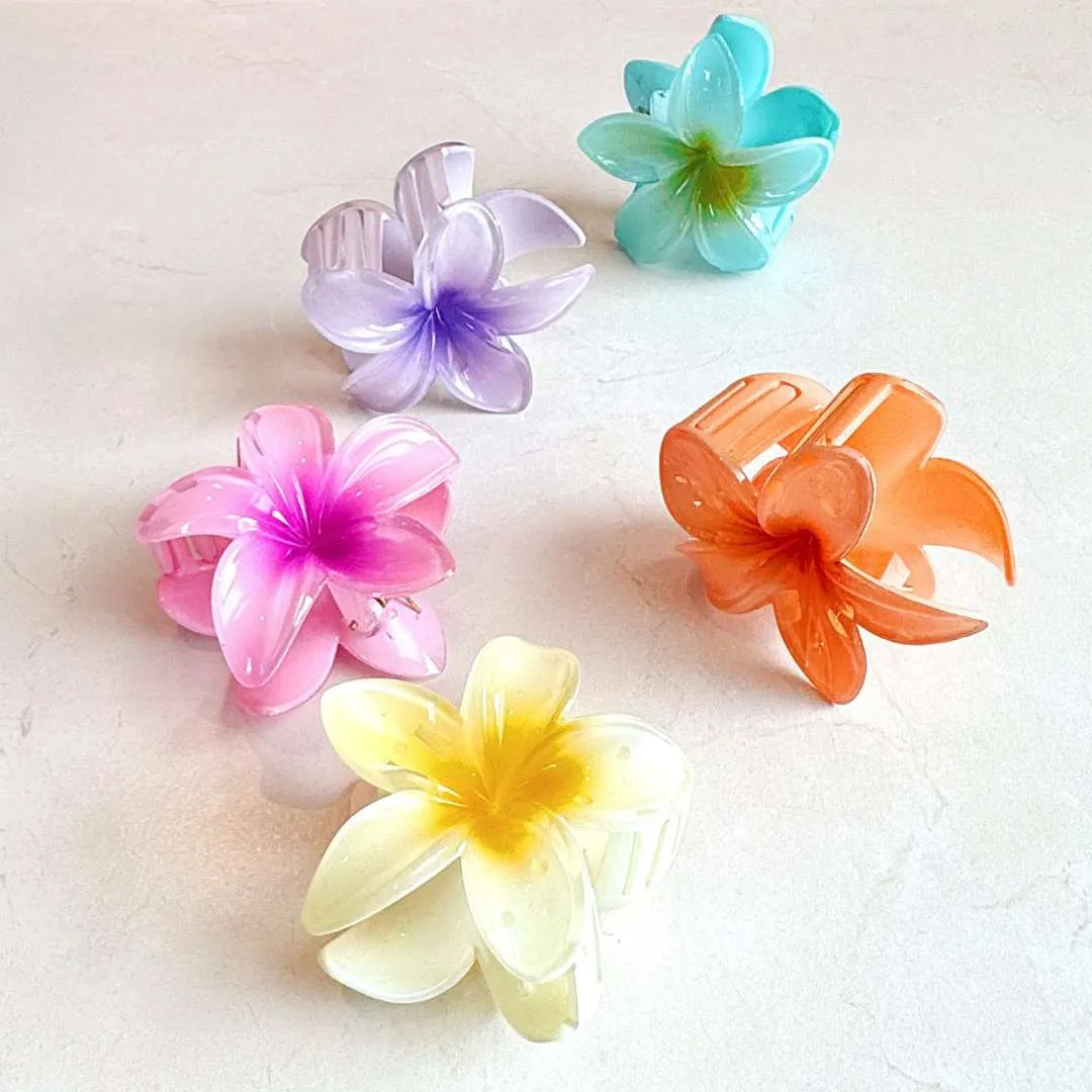 Tropical Flower Bloom Hair Claw Clips