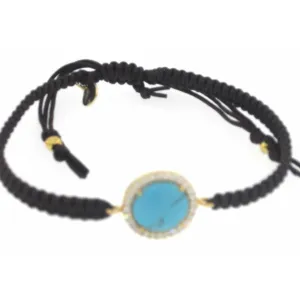 Turquoise & CZ Silk Cord Bracelet