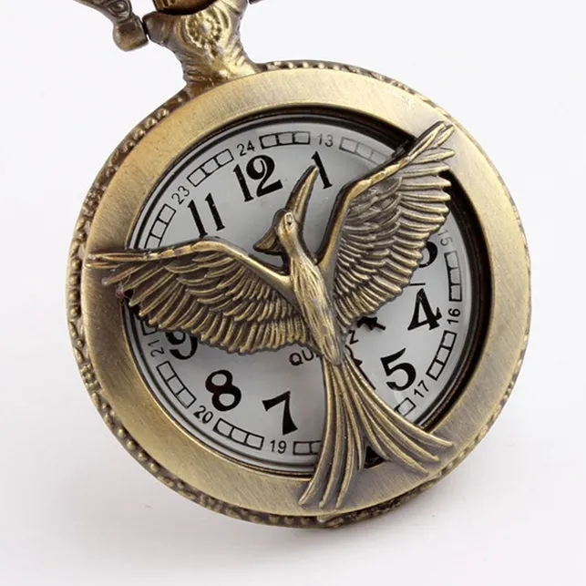 Unisex Retro Round Dial Arabic Number Hunger Games Fob Pocket Watch