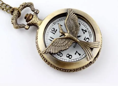 Unisex Retro Round Dial Arabic Number Hunger Games Fob Pocket Watch