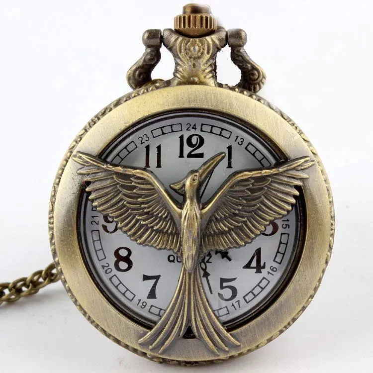 Unisex Retro Round Dial Arabic Number Hunger Games Fob Pocket Watch