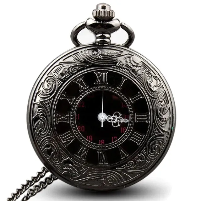 Unisex Retro Steampunk Silver Roman Numeral Quartz Pocket Watch