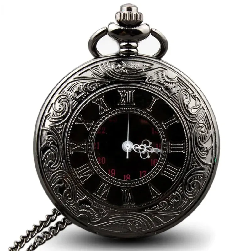 Unisex Retro Steampunk Silver Roman Numeral Quartz Pocket Watch