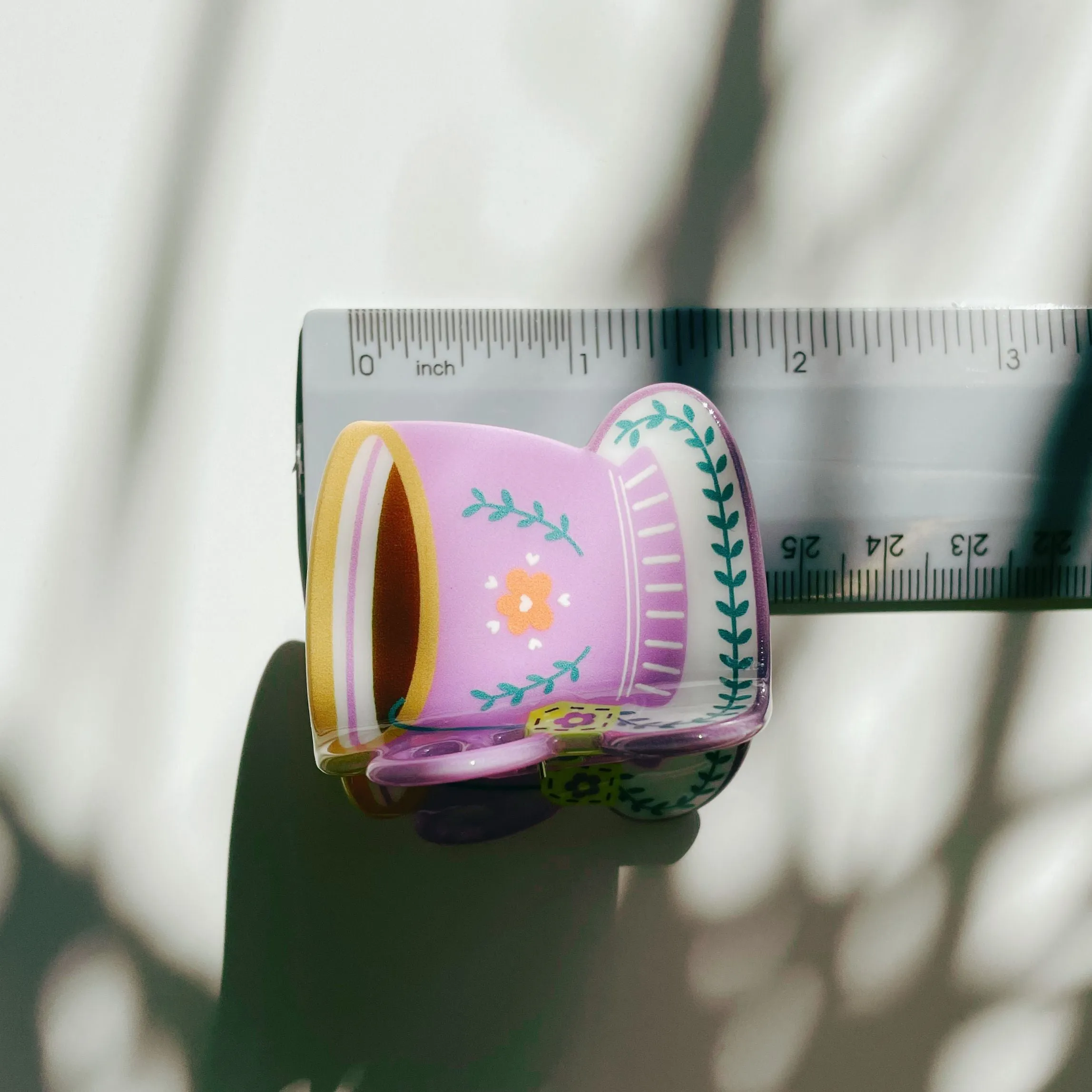 Velvet Claws Lilac Tea Cup with Flowers Hair Claw | Claw Clip