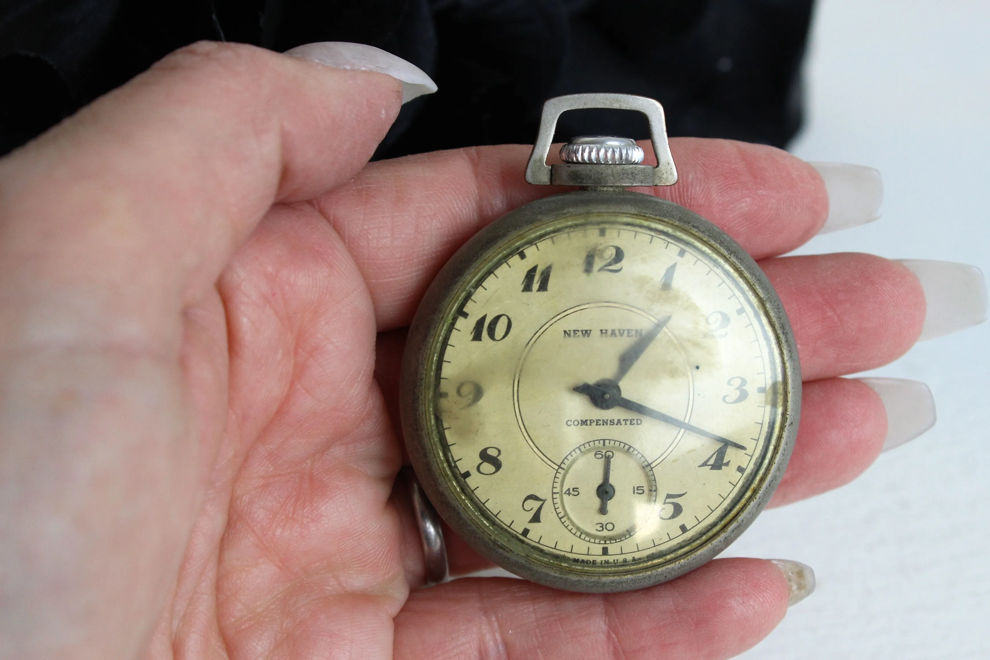 Vintage Antique 1920s Working Men's New Haven Compensated Pocket Watch