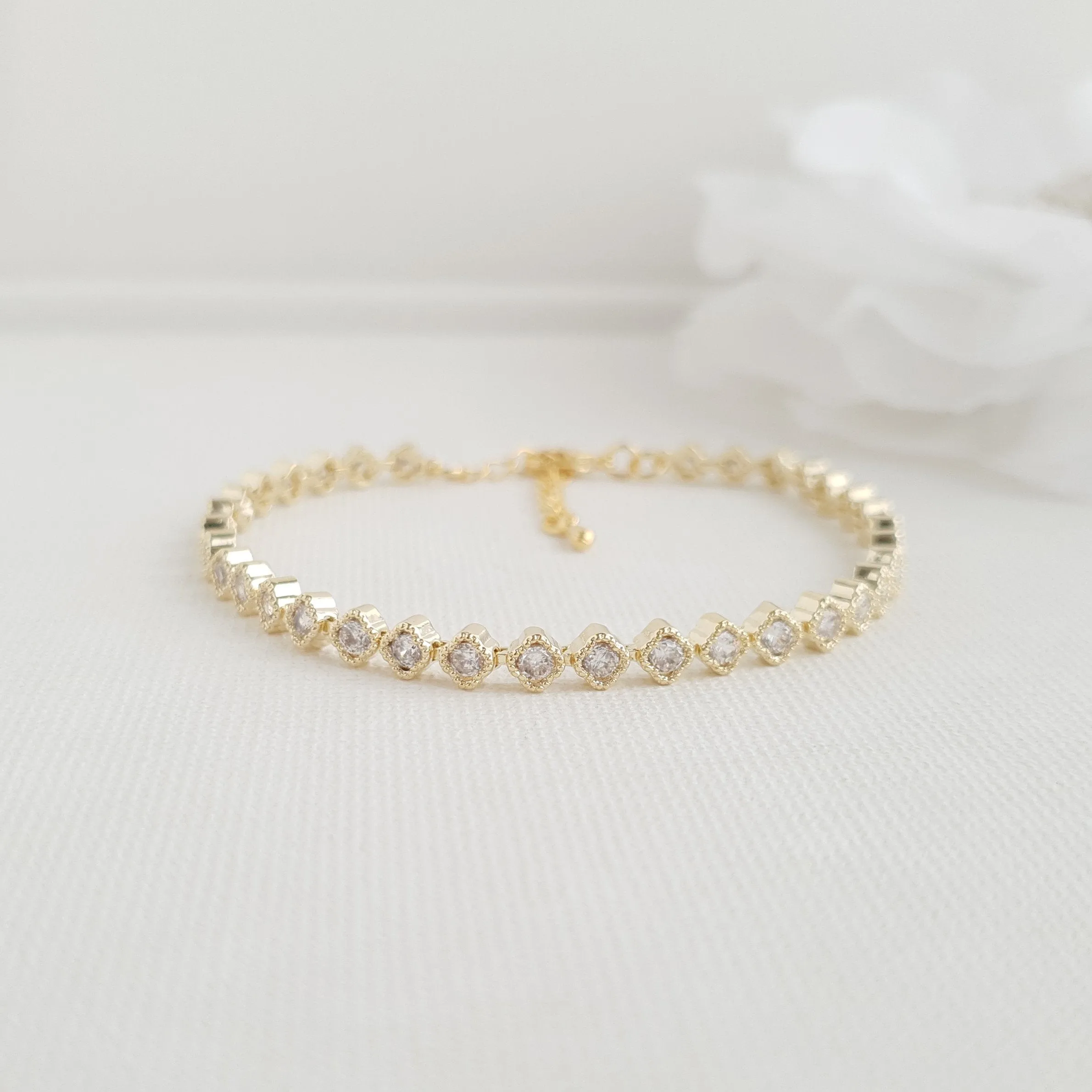 Wedding Tennis Bracelet in Rose Gold & CZ - Lisa