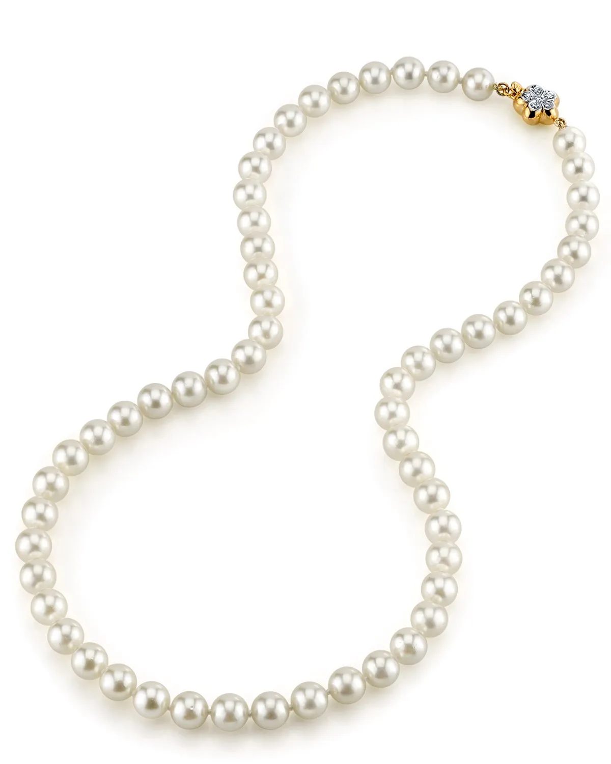 White Japanese Akoya Choker Length Pearl Necklace, 7.0-7.5mm - AA  Quality