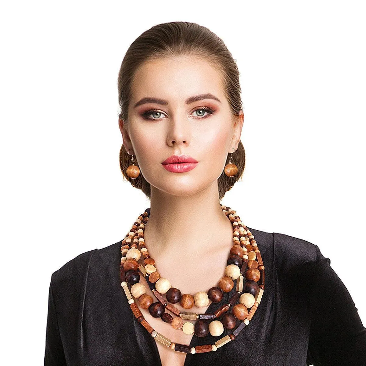 Wooden Bead Necklace Set: Perfect for that Ultimate Boho Chic Vibe